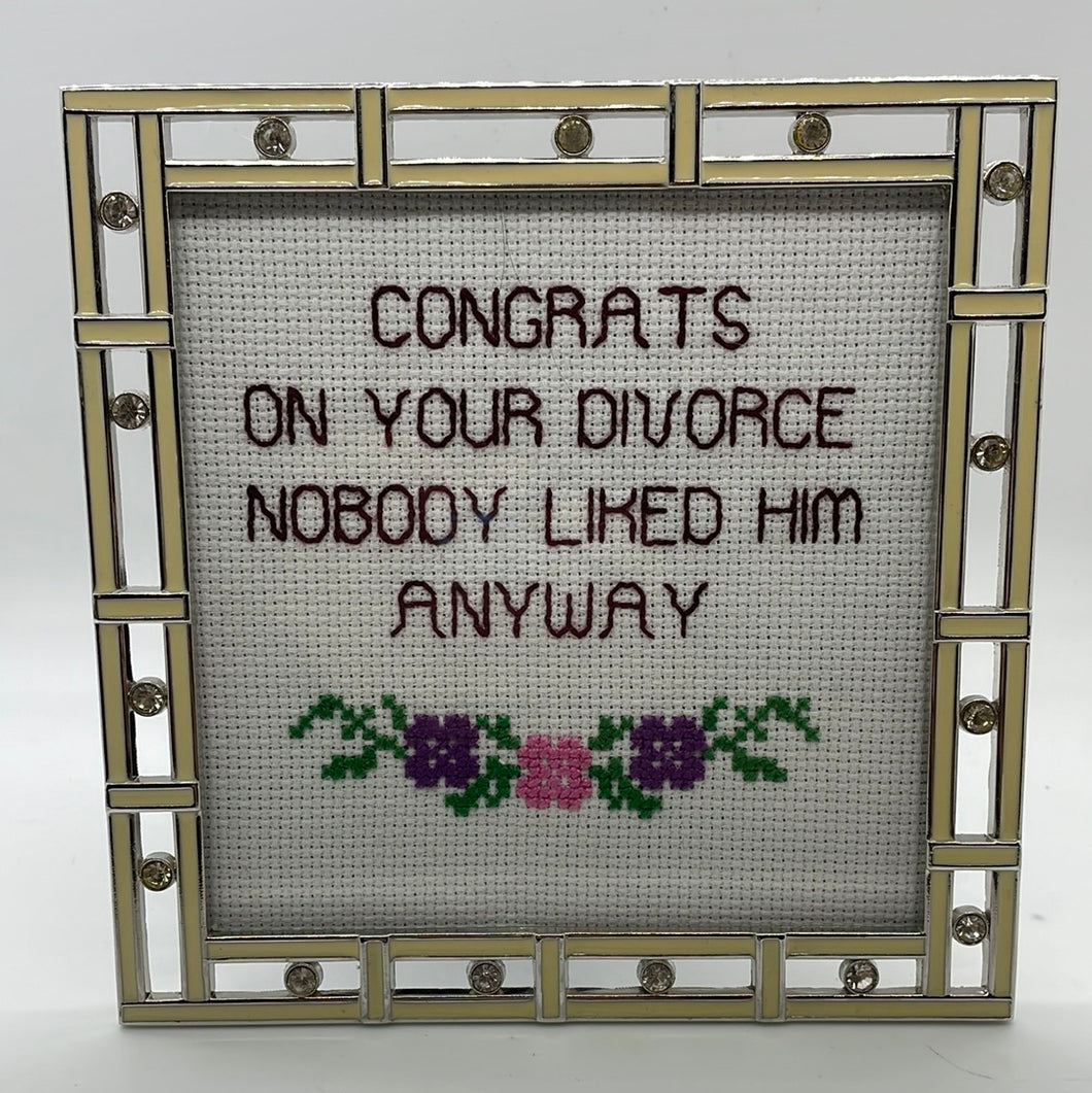 Congrats on your divorce - naughty vulgar cross stitch crossstitch